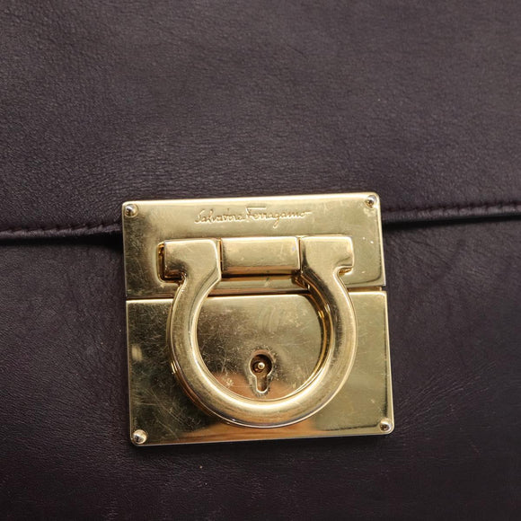 Salvatore Ferragamo Gancini Shoulder Bag Leather 2way Purple Gold Auth ka942