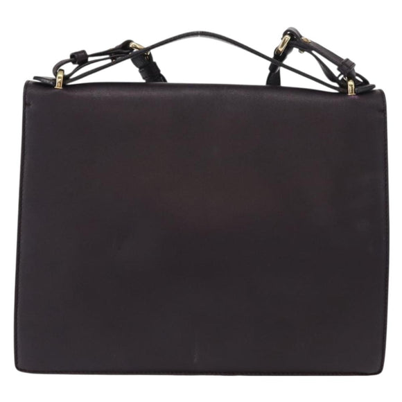 Salvatore Ferragamo Gancini Shoulder Bag Leather 2way Purple Gold Auth ka942
