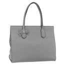 GUCCI Tote Bag Leather Gray Gold 440055 Auth ka948-1