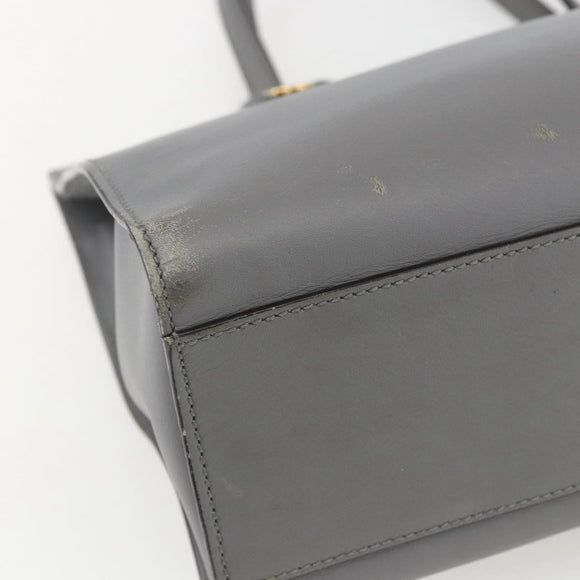 GUCCI Tote Bag Leather Gray Gold 440055 Auth ka948