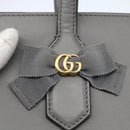GUCCI Tote Bag Leather Gray Gold 440055 Auth ka948-18