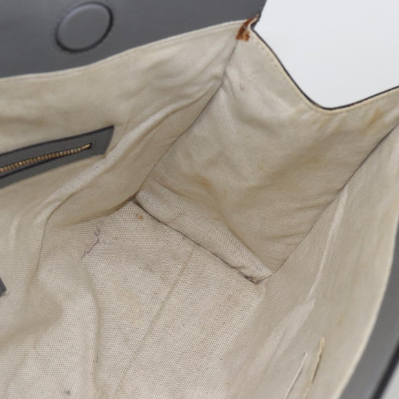 GUCCI Tote Bag Leather Gray Gold 440055 Auth ka948