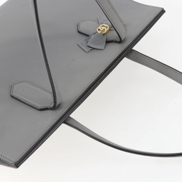 GUCCI Tote Bag Leather Gray Gold 440055 Auth ka948