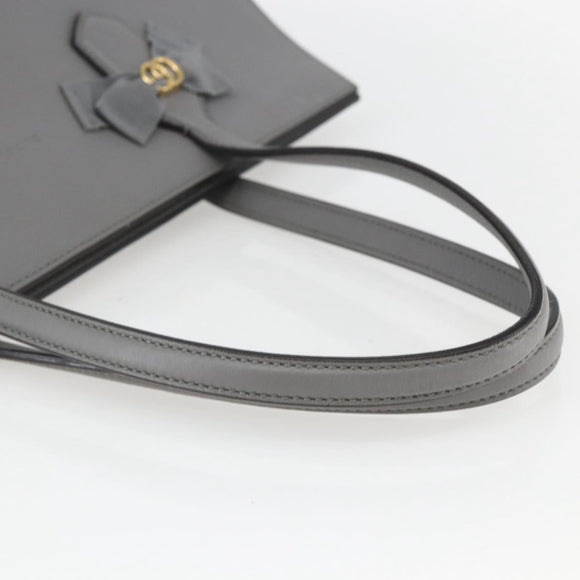 GUCCI Tote Bag Leather Gray Gold 440055 Auth ka948