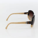 CHANEL Sunglasses plastic Beige CC Auth ka963-4