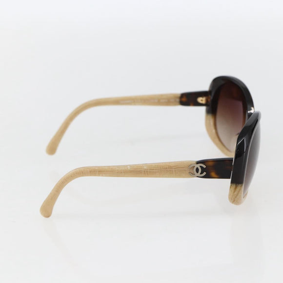 CHANEL Sunglasses plastic Beige CC Auth ka963