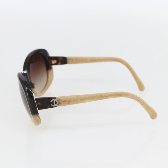 CHANEL Sunglasses plastic Beige CC Auth ka963