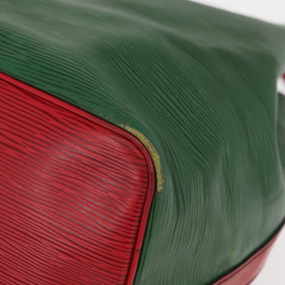 LOUIS VUITTON Epi Petit Noe Shoulder Bag Bicolor Green Red M44147 LV Auth ka966