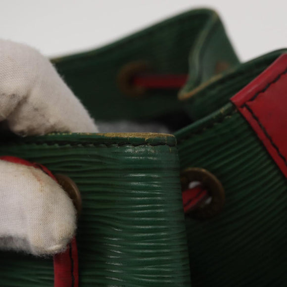 LOUIS VUITTON Epi Petit Noe Schoudertas Tweekleurig Groen Rood M44147 LV Auth ka966