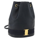 Salvatore Ferragamo Backpack Leather Navy Gold Auth ka976-1