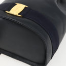 Salvatore Ferragamo Backpack Leather Navy Gold Auth ka976-14