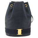 Salvatore Ferragamo Backpack Leather Navy Gold Auth ka976-13