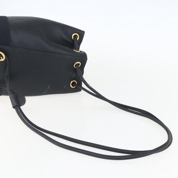 Salvatore Ferragamo Backpack Leather Navy Gold Auth ka976