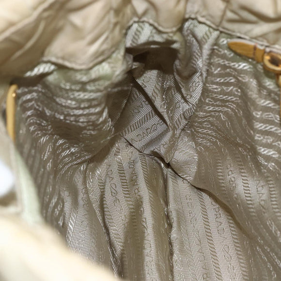 PRADA Hand Bag Nylon 2way Beige Gold Auth ka990