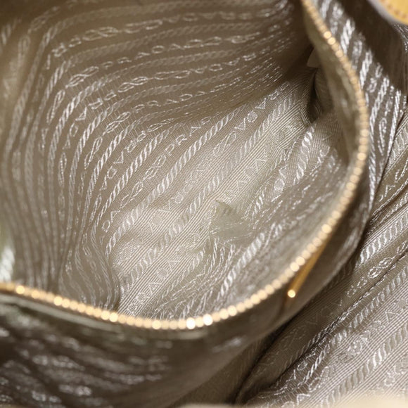 PRADA Hand Bag Nylon 2way Beige Gold Auth ka990