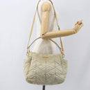 PRADA Hand Bag Nylon 2way Beige Gold Auth ka990-24
