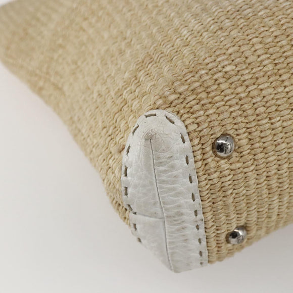 FENDI Tote Bag Raffia Beige Auth ka991