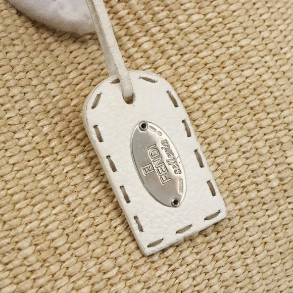 FENDI Tote Bag Raffia Beige Auth ka991