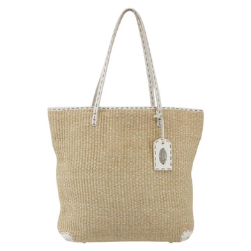 FENDI Tote Bag Raffia Beige Auth ka991 - 0