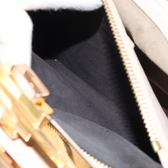 FENDI Hand Bag Leather Beige Gold Auth ka992