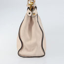 FENDI Hand Bag Leather Beige Gold Auth ka992-3