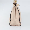 FENDI Hand Bag Leather Beige Gold Auth ka992-4