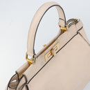 FENDI Hand Bag Leather Beige Gold Auth ka992-6