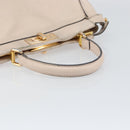 FENDI Hand Bag Leather Beige Gold Auth ka992-7