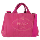 PRADA Canapa PM Hand Bag Canvas 2way Pink Gold Auth ka996-1