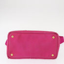 PRADA Canapa PM Hand Bag Canvas 2way Pink Gold Auth ka996-11