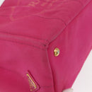 PRADA Canapa PM Hand Bag Canvas 2way Pink Gold Auth ka996-12