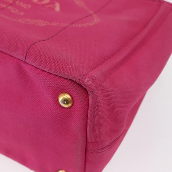 PRADA Canapa PM Hand Bag Canvas 2way Pink Gold Auth ka996