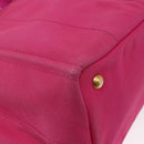 PRADA Canapa PM Hand Bag Canvas 2way Pink Gold Auth ka996-14