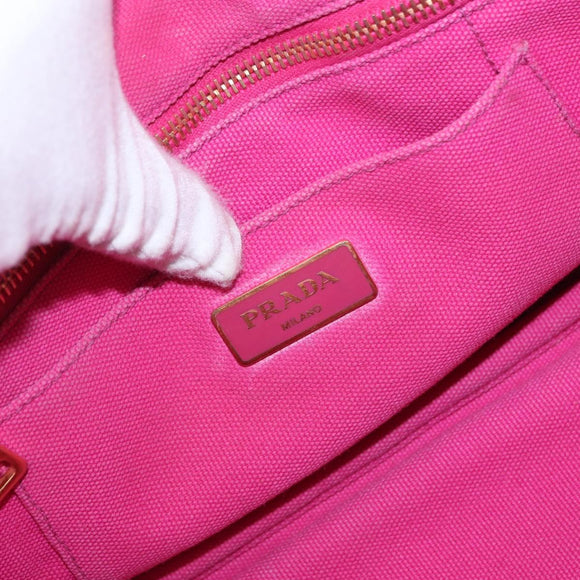 PRADA Canapa PM Hand Bag Canvas 2way Pink Gold Auth ka996