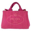 PRADA Canapa PM Hand Bag Canvas 2way Pink Gold Auth ka996-2