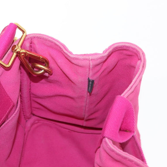 PRADA Canapa PM Hand Bag Canvas 2way Pink Gold Auth ka996