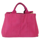 PRADA Canapa PM Hand Bag Canvas 2way Pink Gold Auth ka996-3