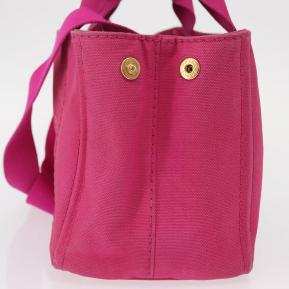PRADA Canapa PM Hand Bag Canvas 2way Pink Gold Auth ka996