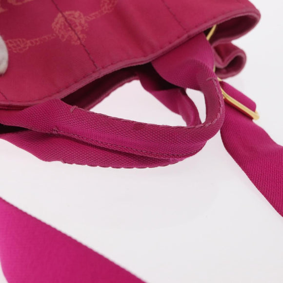 PRADA Canapa PM Hand Bag Canvas 2way Pink Gold Auth ka996
