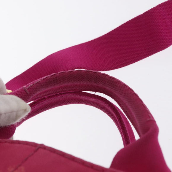 PRADA Canapa PM Hand Bag Canvas 2way Pink Gold Auth ka996