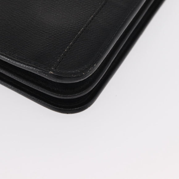 Christian Dior Chain Shoulder Bag Leather Black Gold Auth ka999