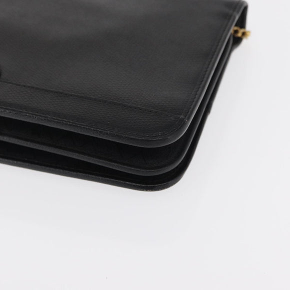 Christian Dior Chain Shoulder Bag Leather Black Gold Auth ka999