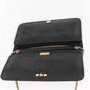 Christian Dior Chain Shoulder Bag Leather Black Gold Auth ka999-15