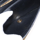 Christian Dior Chain Shoulder Bag Leather Black Gold Auth ka999-17