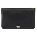 Christian Dior Chain Shoulder Bag Leather Black Gold Auth ka999-2