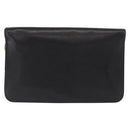 Christian Dior Chain Shoulder Bag Leather Black Gold Auth ka999-3