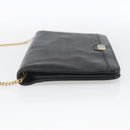 Christian Dior Chain Shoulder Bag Leather Black Gold Auth ka999-4