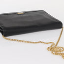 Christian Dior Chain Shoulder Bag Leather Black Gold Auth ka999-6