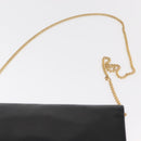 Christian Dior Chain Shoulder Bag Leather Black Gold Auth ka999-8