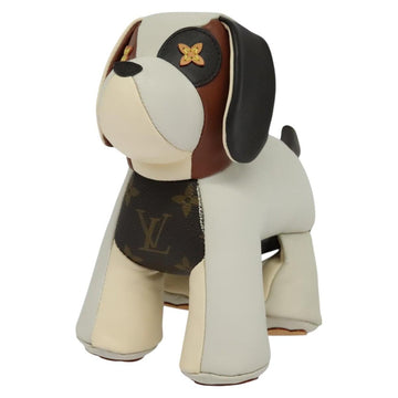 LOUIS VUITTON Monogram Dudu Oscar Stuffed dog White Black GI0251 LV Auth KD038A